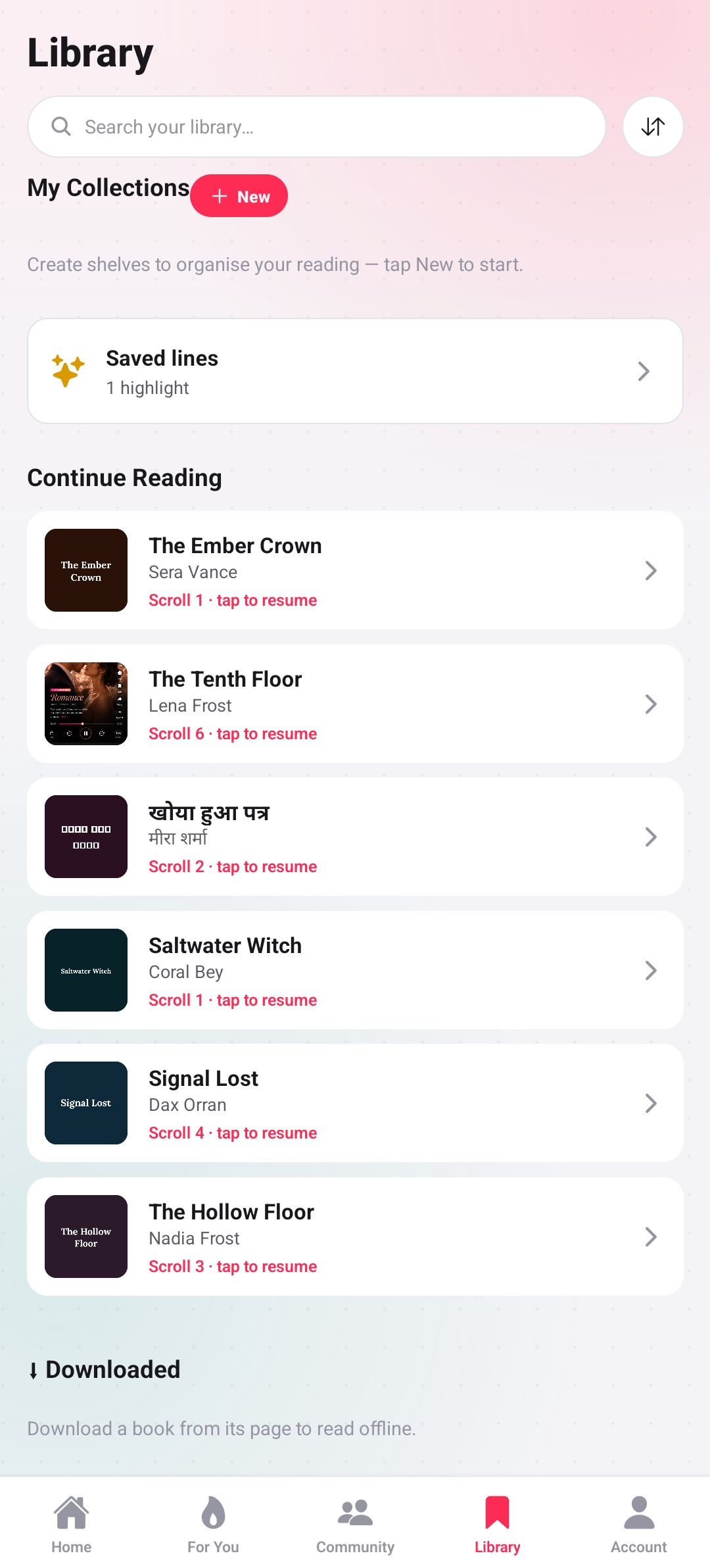 ReadEra clone offline library auto-organised by reading status and series